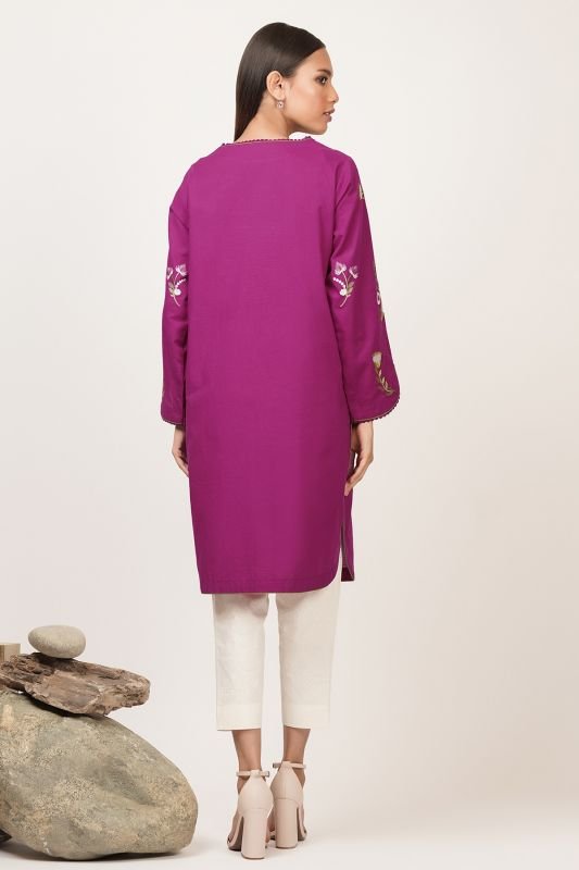 Dyed Embroidered Dobby Kurti