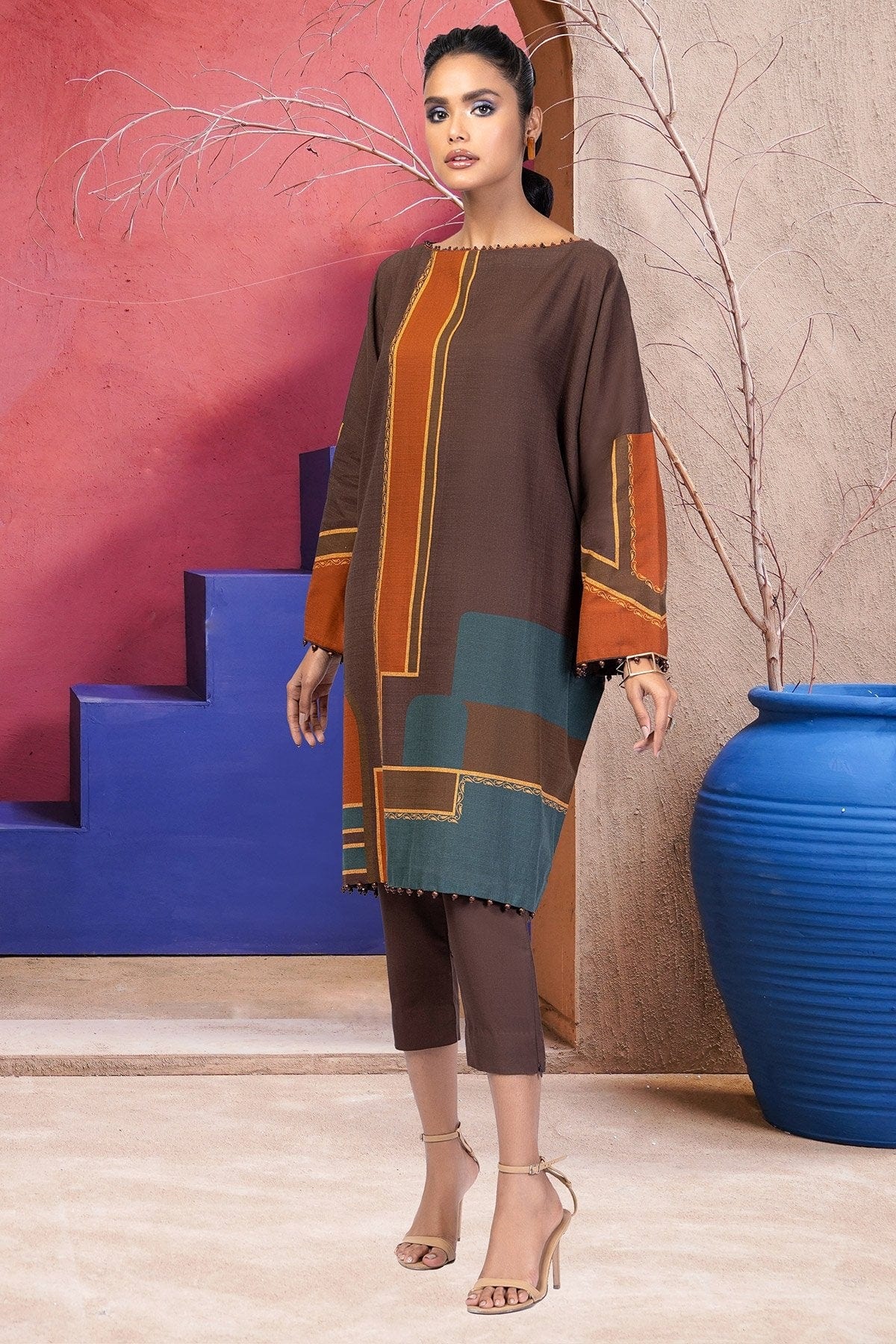 2 Pc Printed Khaddar Suit With Khaddar Trouser