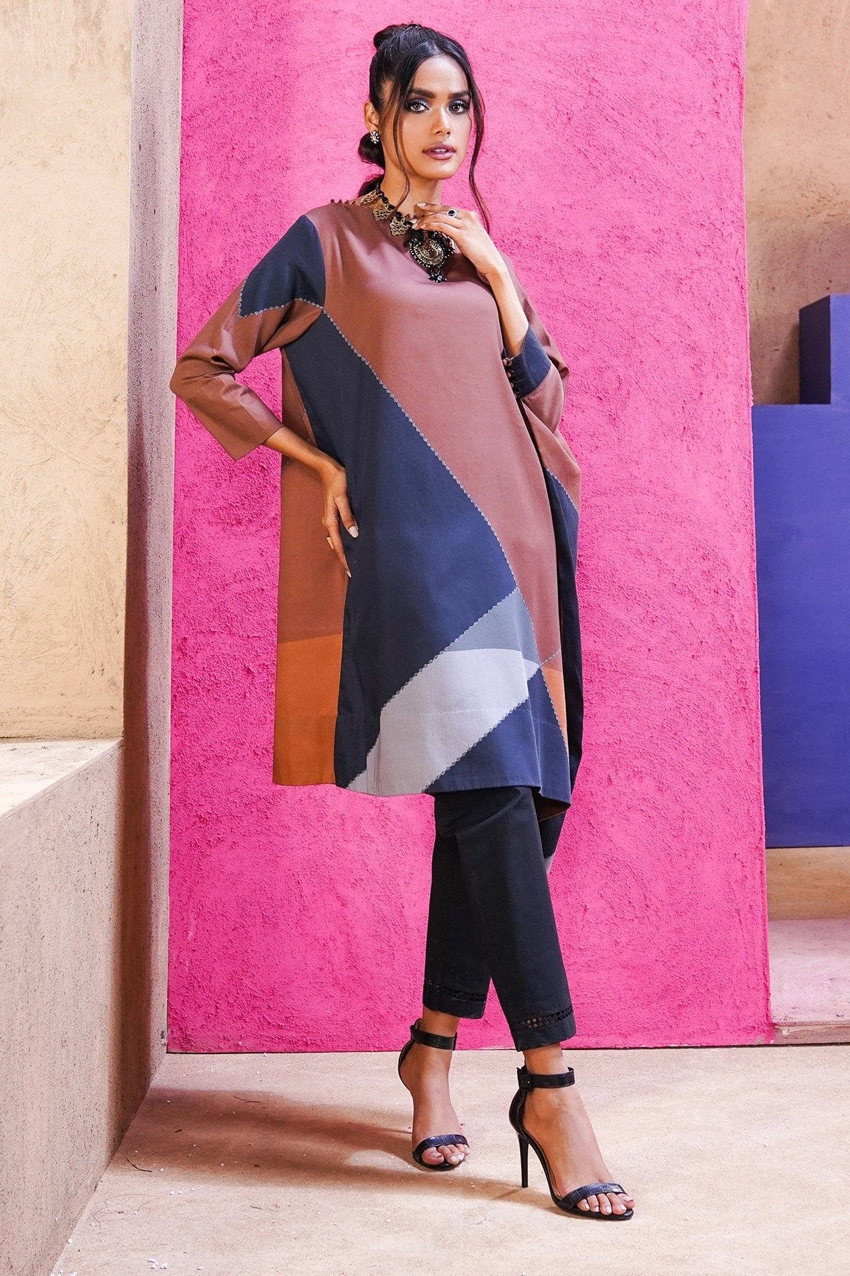 1 Pc Printed Cotton Satin Shirt