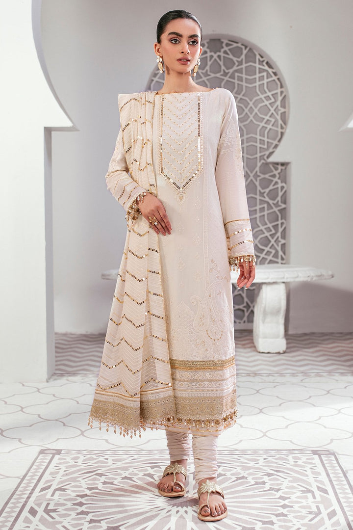 3 Pc Embroidered Swiss Voile Suit With Chiffon Dupatta