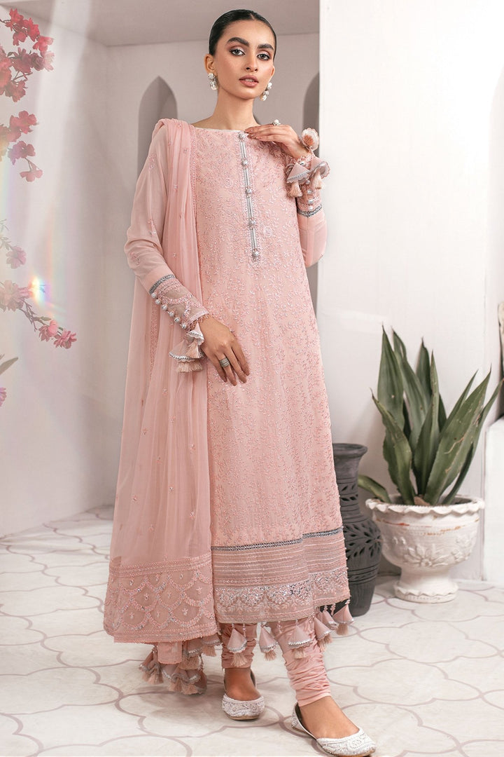3 Pc Embroidered Swiss Voile Suit With Chiffon Dupatta
