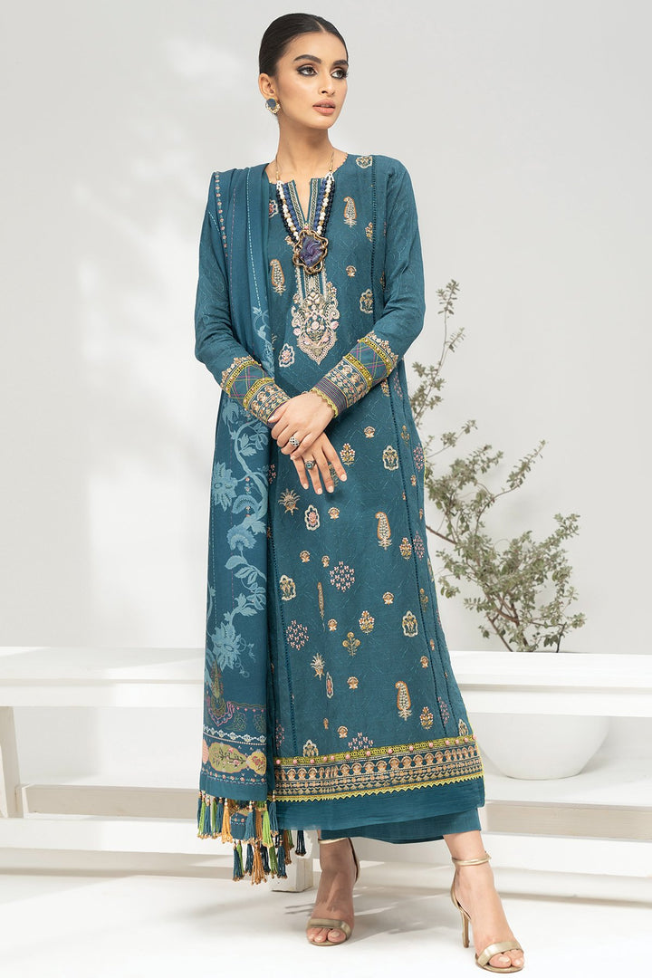 3 Pc Embroidered Khaddar Suit With Wool Shawl