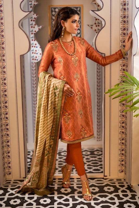 3 Piece Embroidered Khaddi Net Suit