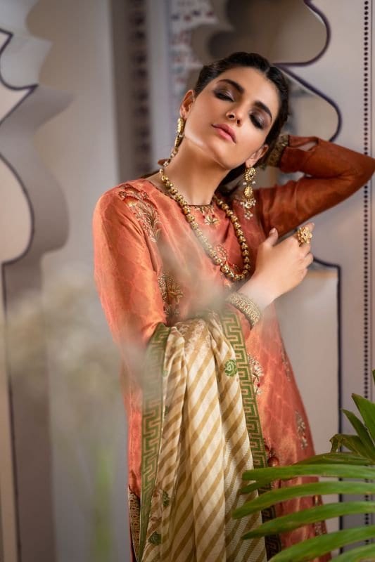 3 Piece Embroidered Khaddi Net Suit