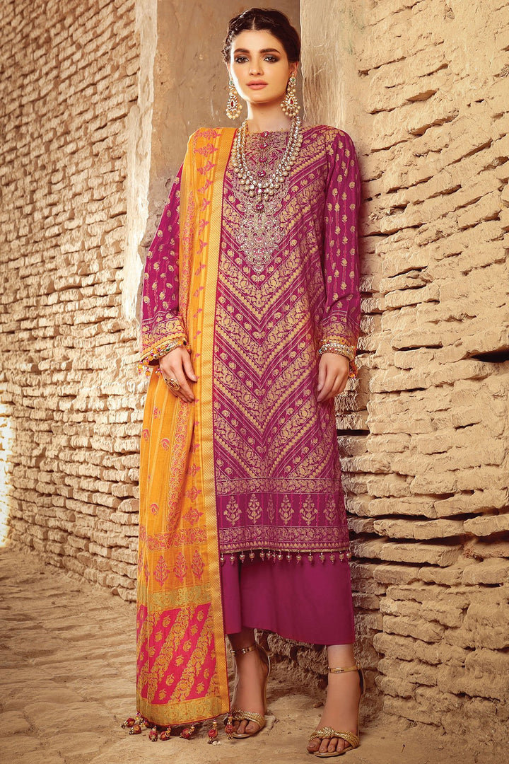 2 Pc Embroidered Suit With Cotton Zarri Dupatta