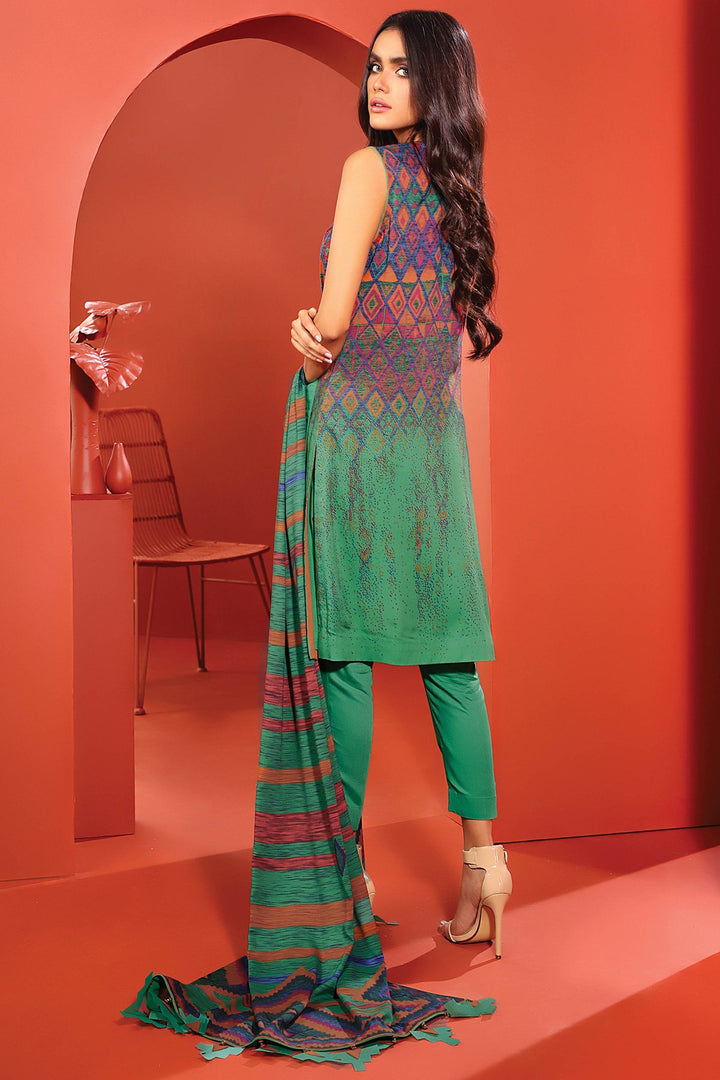 3 Pc Printed Lawn Suit With Printed Dupatta