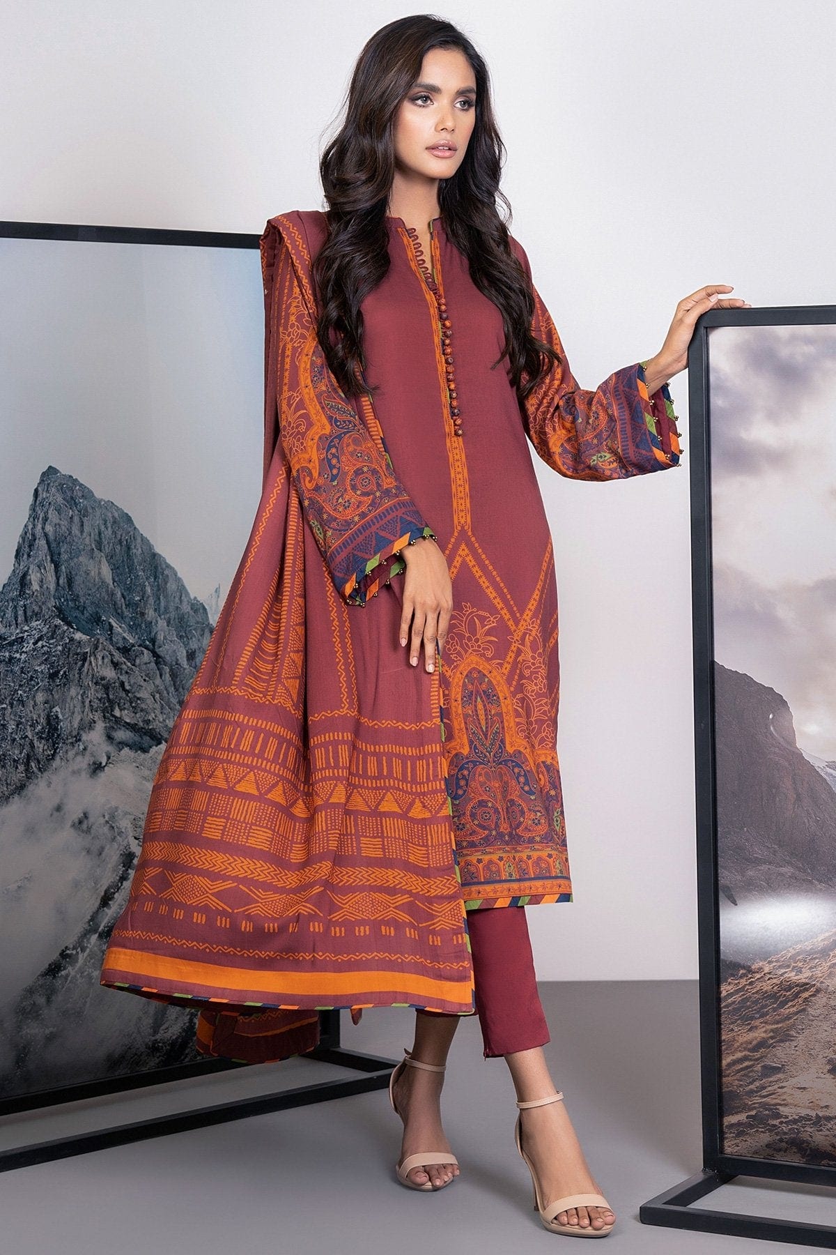 3 Pc Printed Viscose Suit With Viscose Dupatta