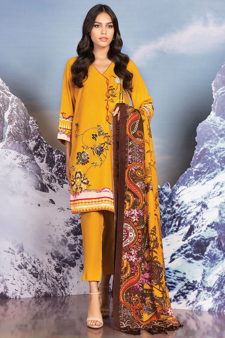 3 Pc Printed Viscose Suit With Printed Shawl