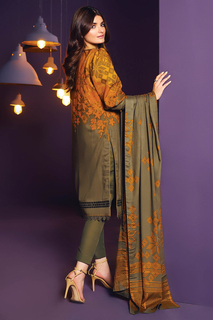 Three Piece Printed Plain Viscose Suit With Printed Plain Viscose Dupatta