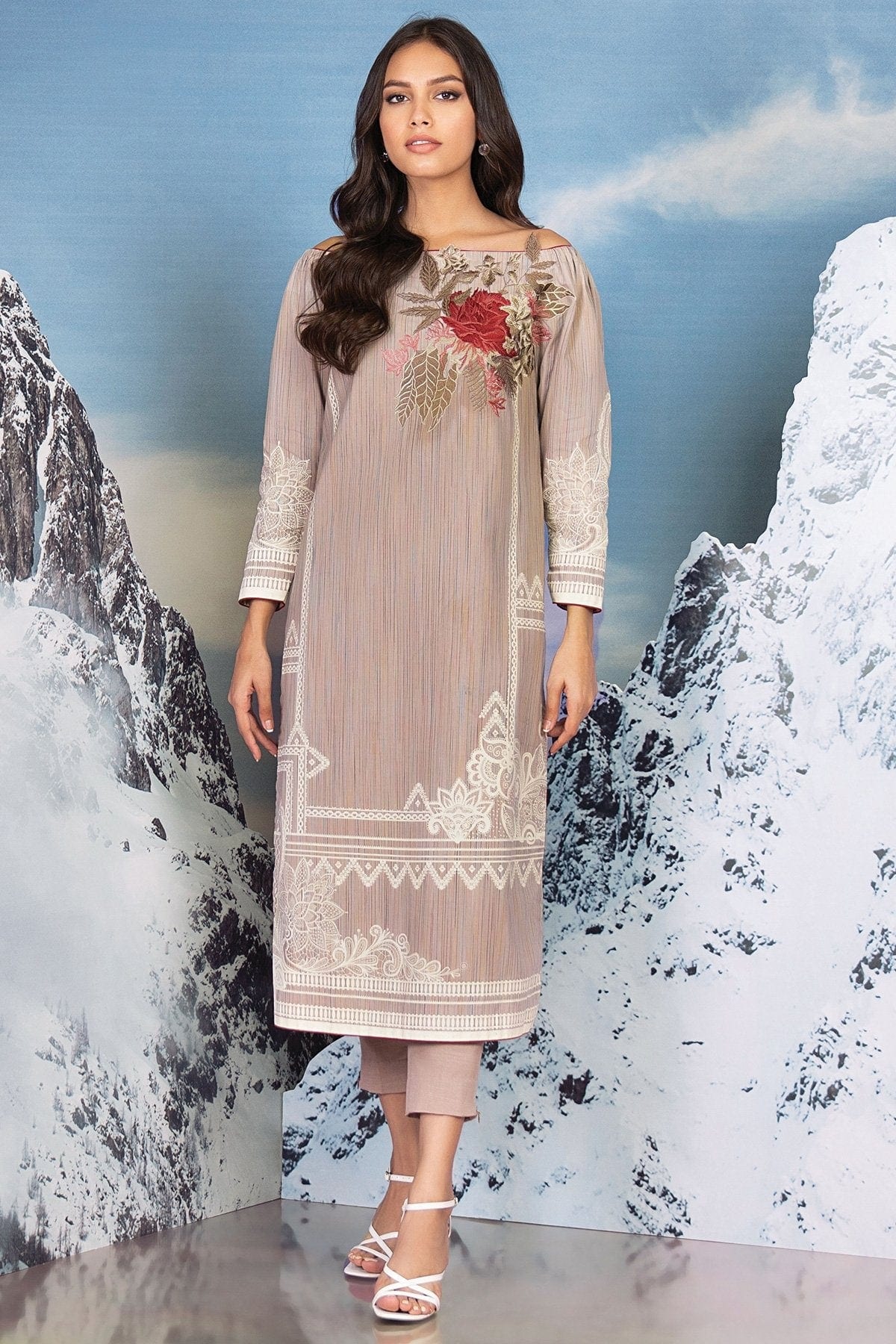 1 Pc Embroidered Yarn Dyed Shirt