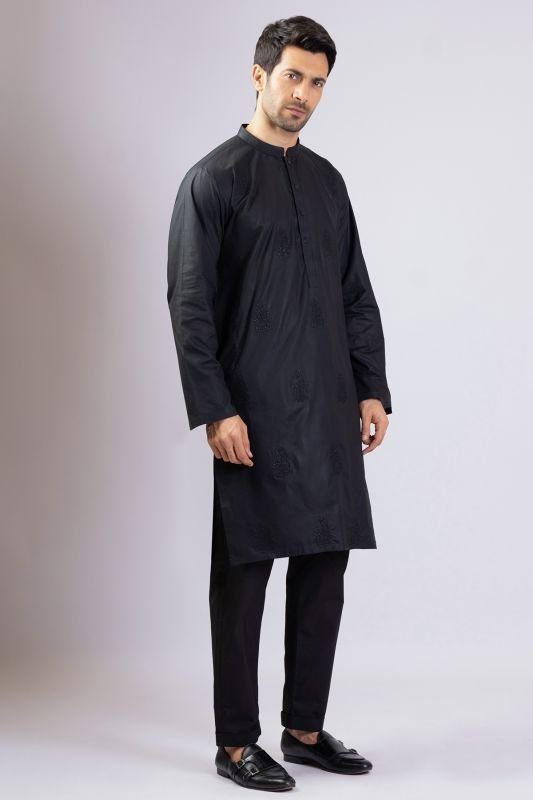 Dyed Embroidered Lawn Kurta