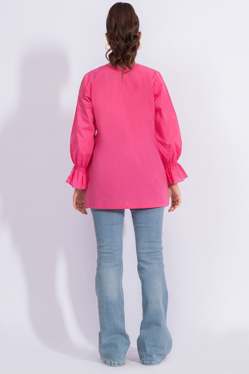Dyed Embroidered Cambric Kurti