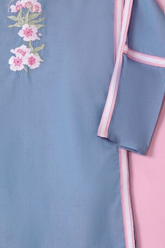 Dyed Embroidered Denim MAK Kurti