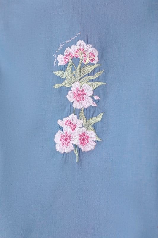Dyed Embroidered Denim MAK Kurti