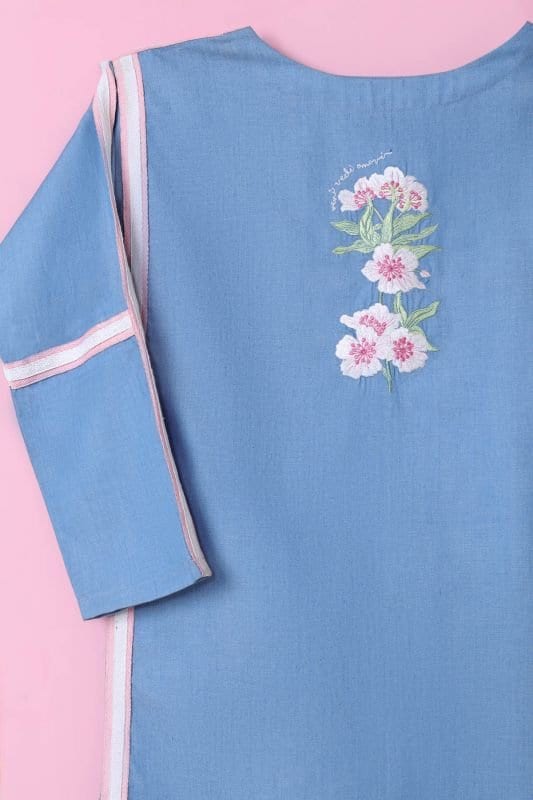 Dyed Embroidered Denim MAK Kurti