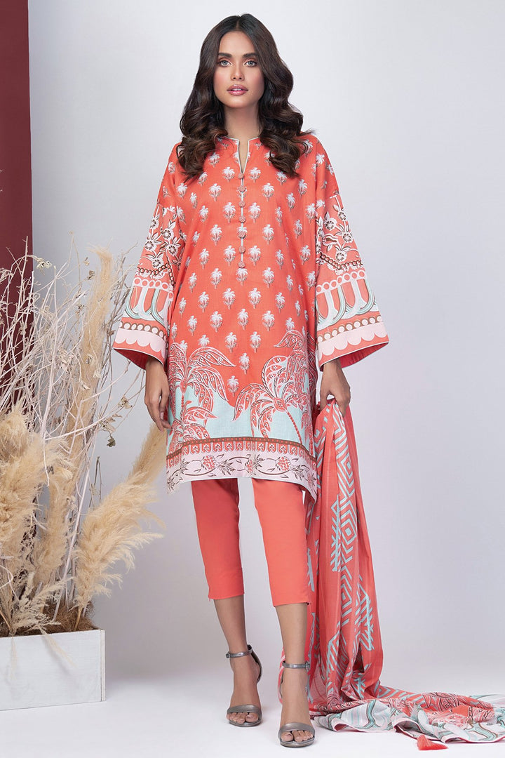 3 Pc Printed Cambric Suit With Doriya Dupatta