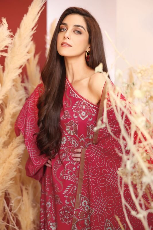 2 Pc Printed Cambric Suit With Lawn Dupatta