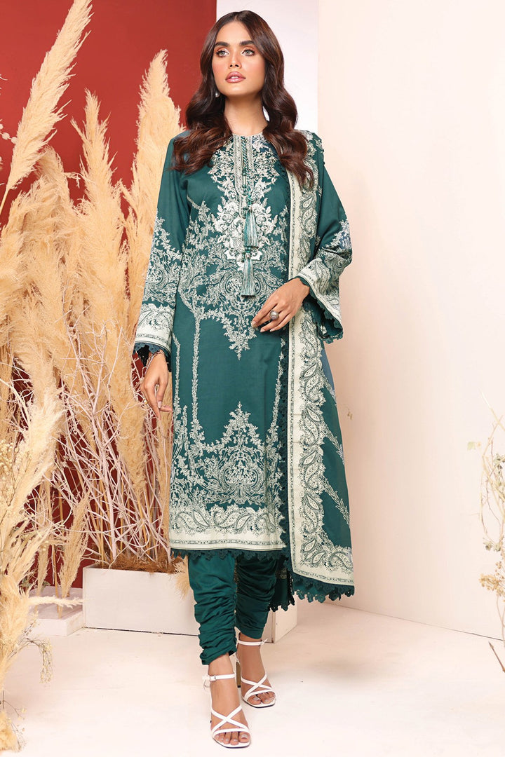 2 Pc Embroidered Cambric Suit With Lawn Dupatta
