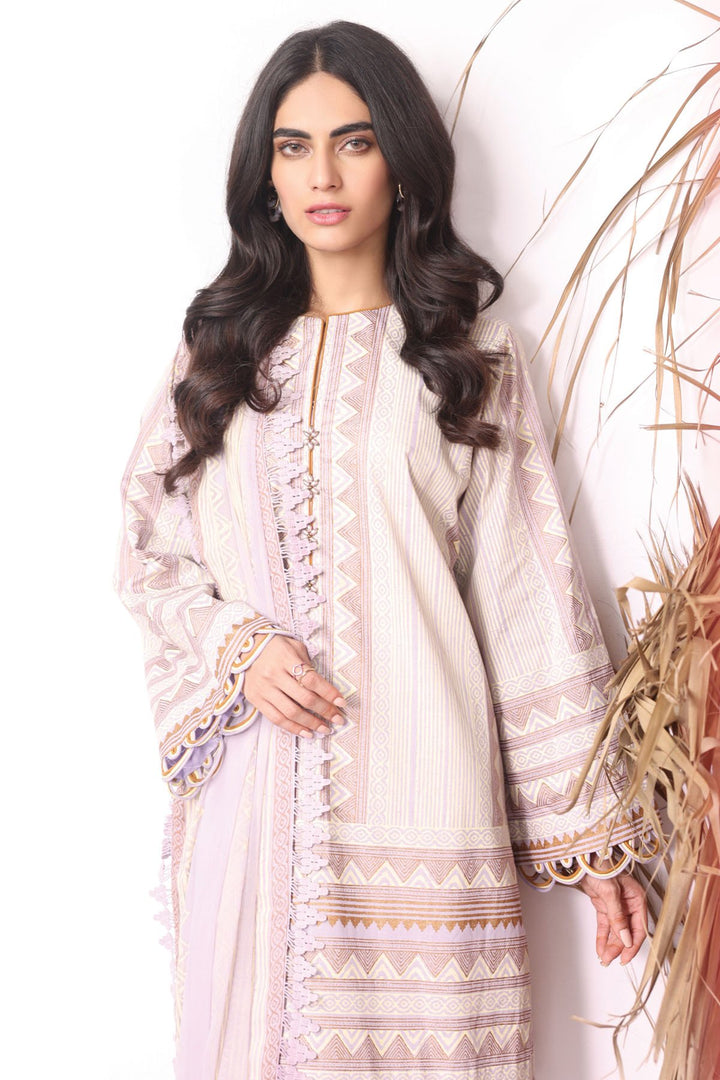 3 Pc Printed Cambric Suit With Chiffon Dupatta
