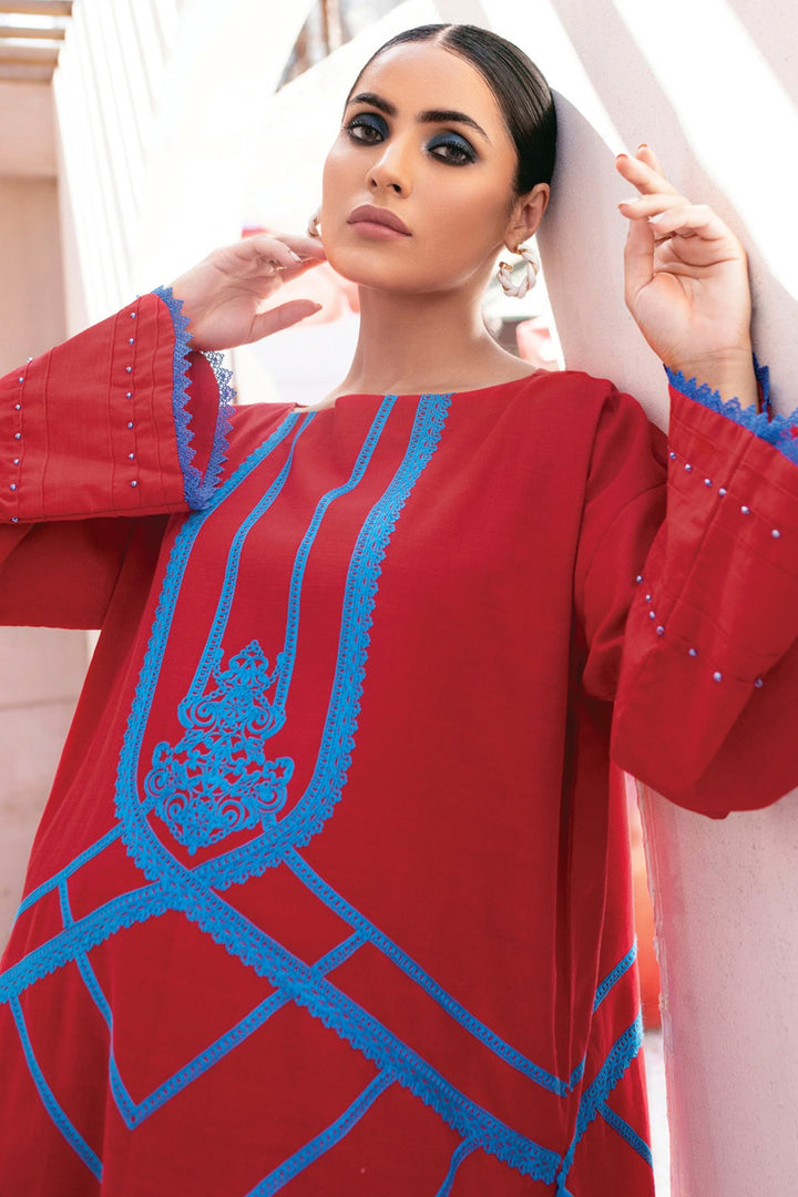 2 Pc Embroidered Khaddar Suit With Khaddar Trouser