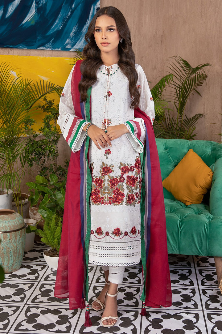 3 Pc Embroidered Swiss Voil Suit with Yarn Dyed Dupatta