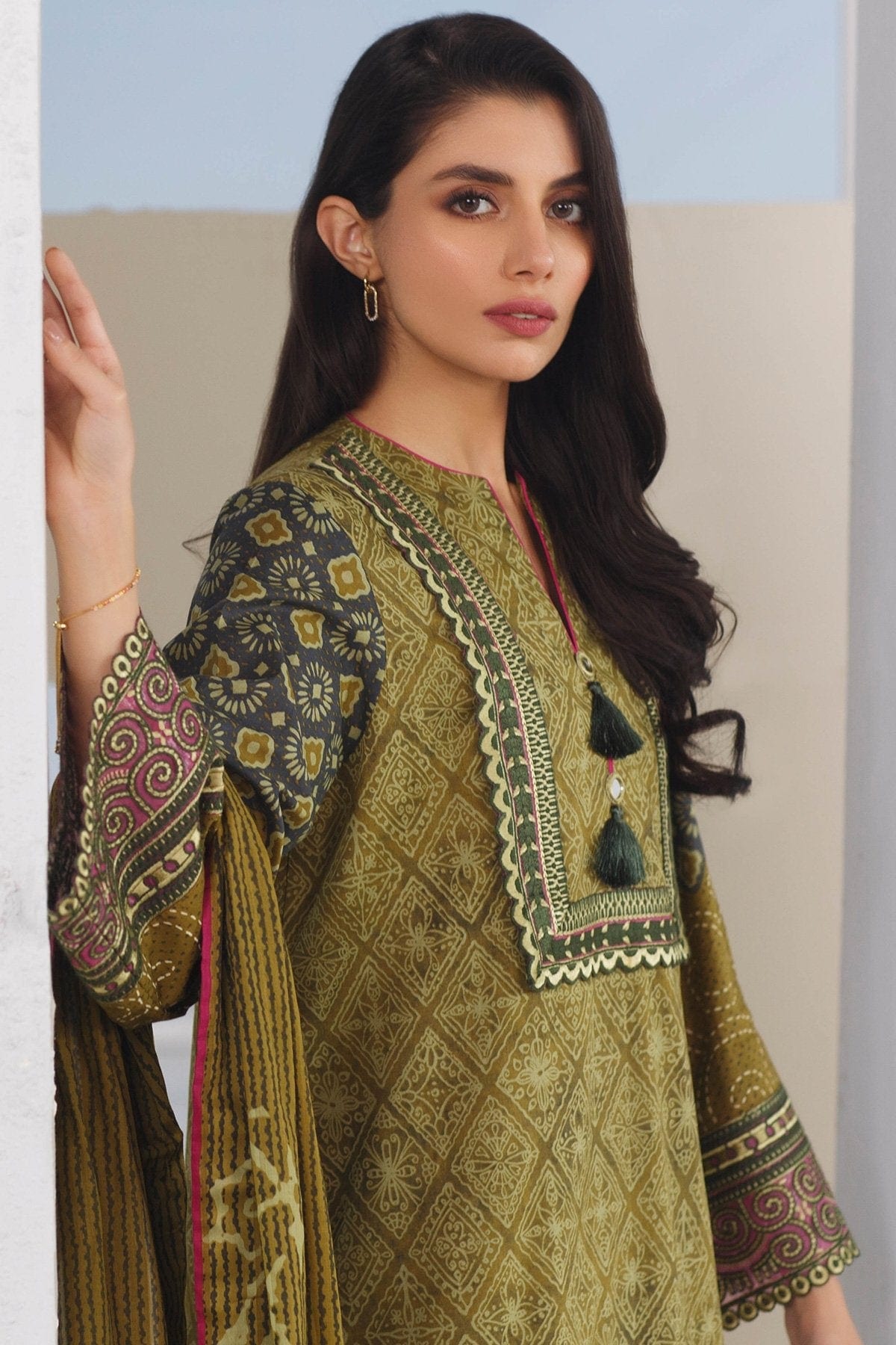 Al Karim Printed Brosha Lawn Unstitched 3 Piece Suit - D-05 - AK26BRO - Blue - Summer Collection main image 0