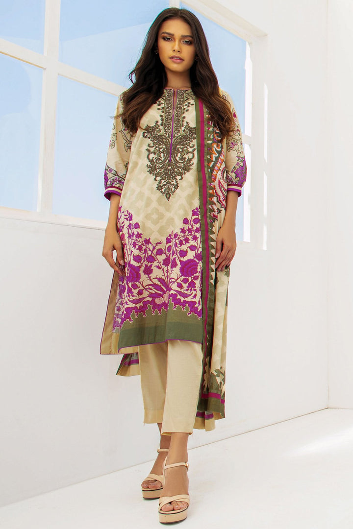 2 Pc Embroidered Lawn Suit With Lawn Dupatta