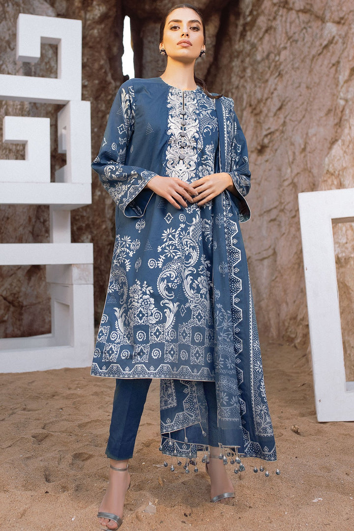 2 Pc Embroidered Lawn Suit With Lawn Dupatta
