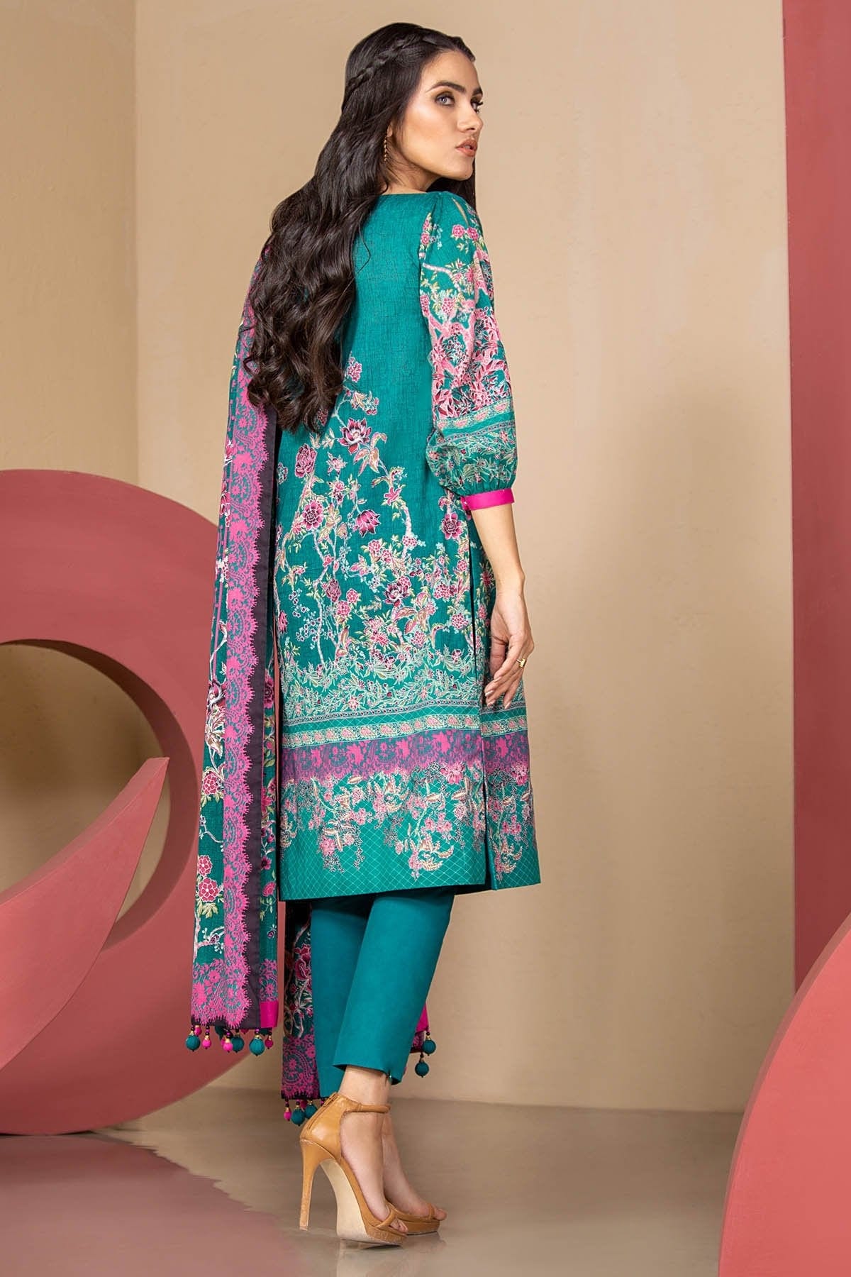 2 Piece Printed Suit With Printed Lawn Dupatta