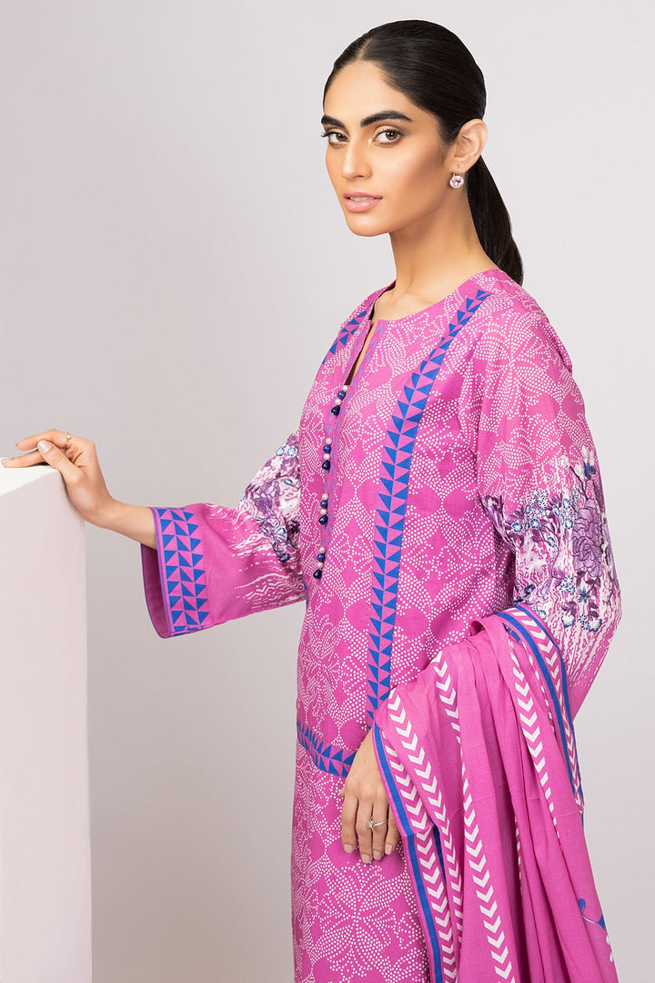3 Pc Embroidered Lawn Suit With Printed Lawn Dupatta