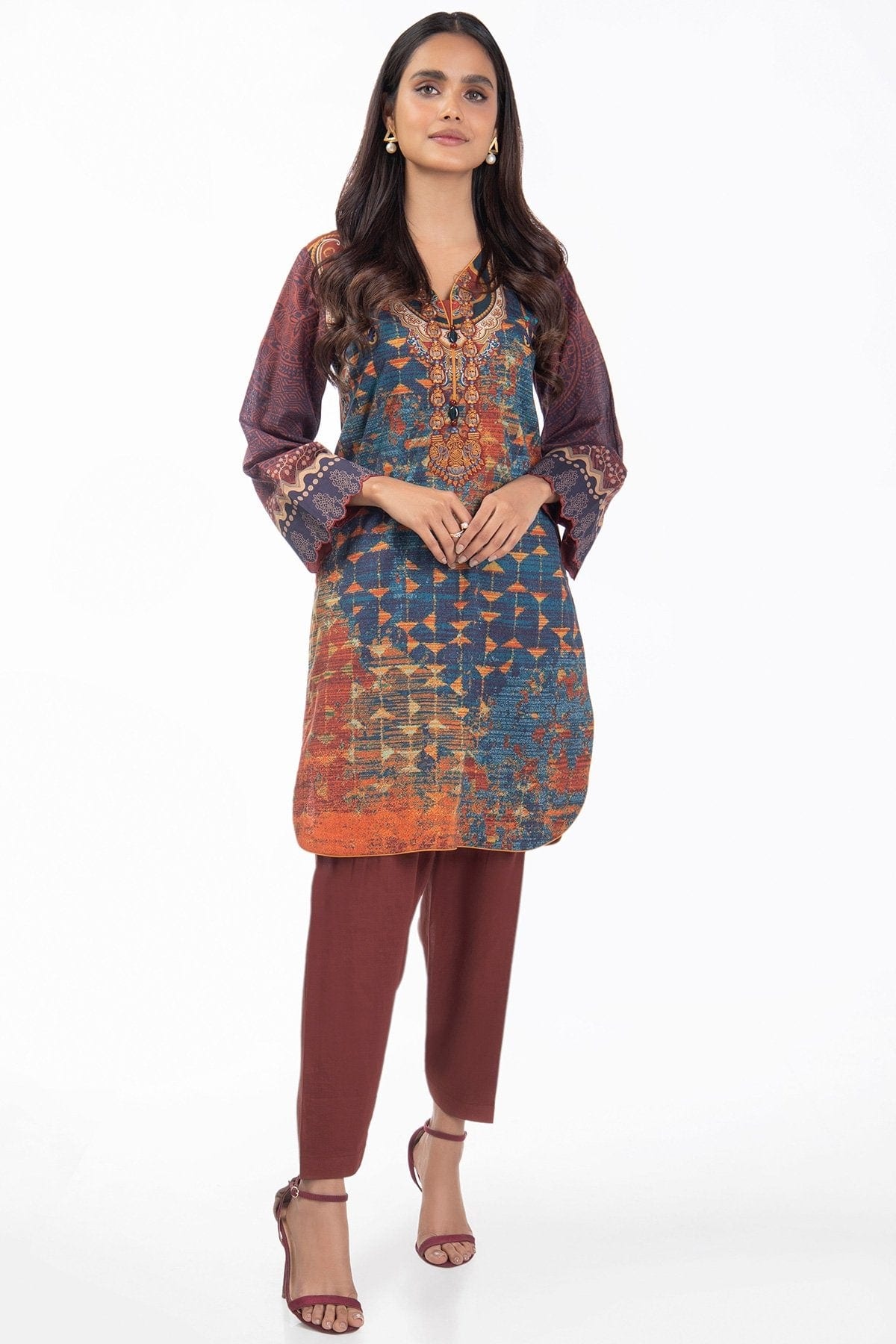 2 Pc Embroidered Lawn Suit With Cambric Trouser
