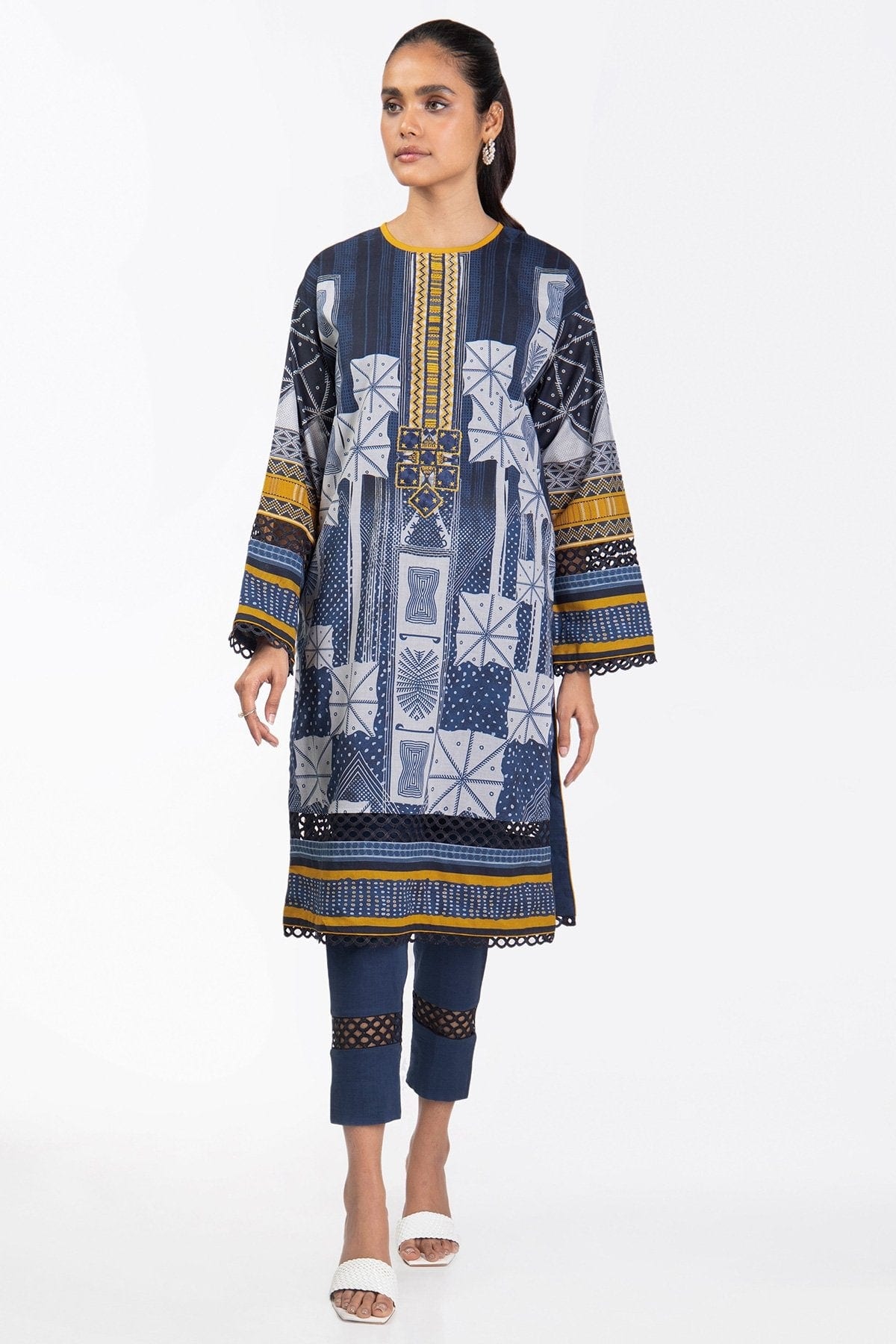 2 Pc Embroidered Lawn Suit With Cambric Trouser