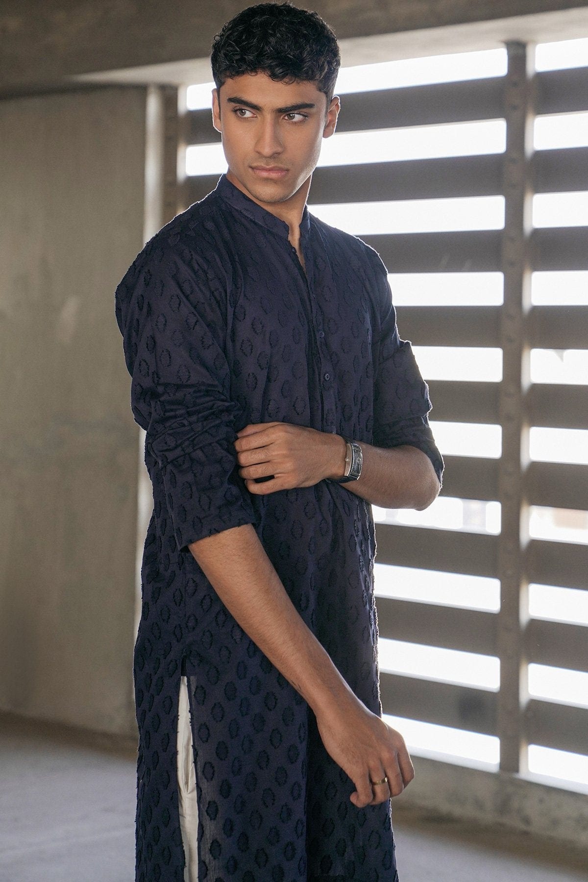 Dyed Jacquard Kurta