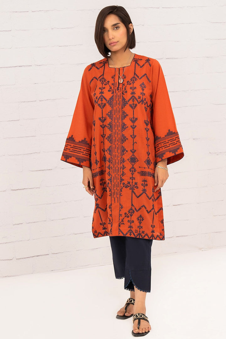 Dyed Embroidered Lawn Kurti